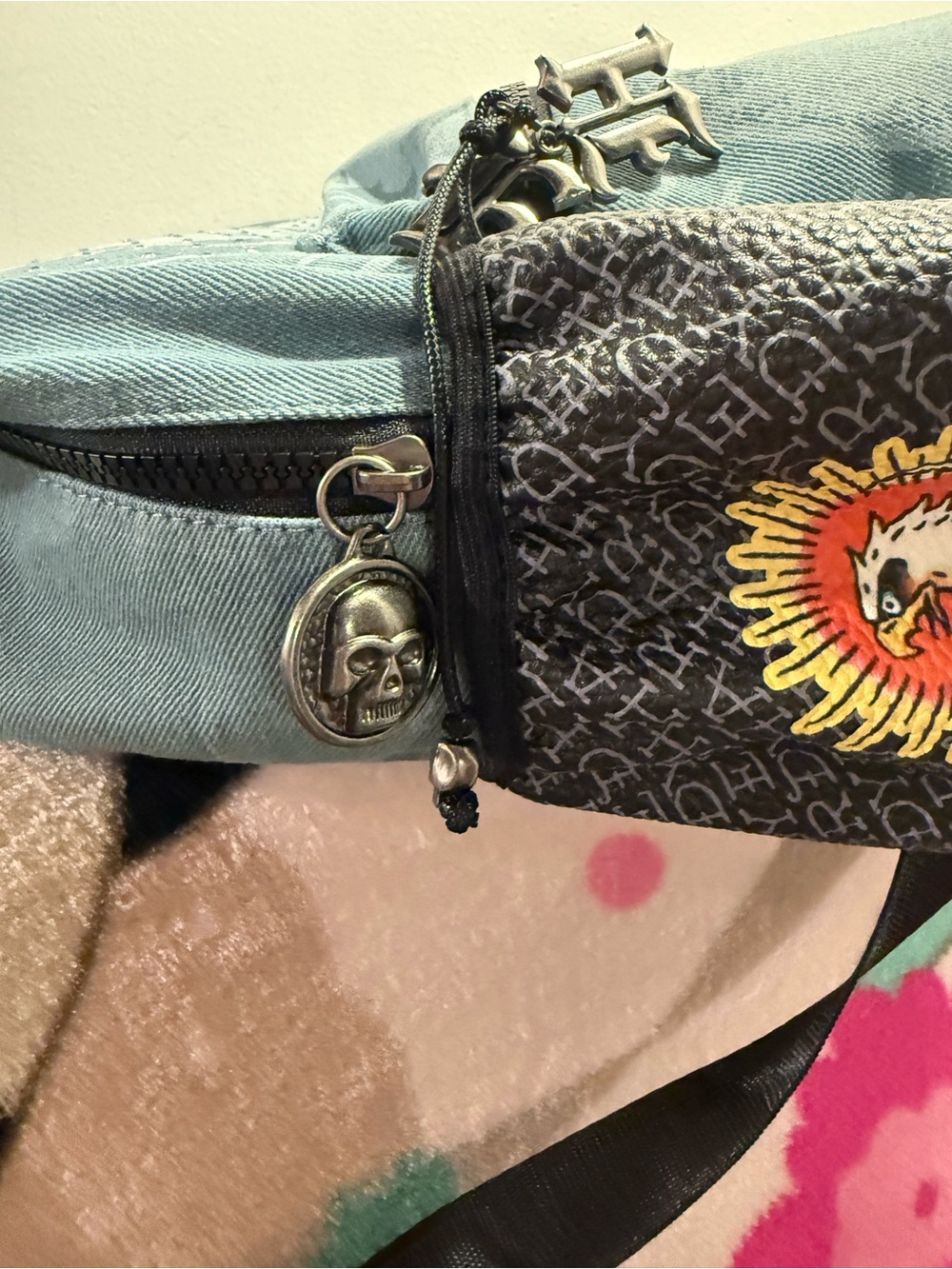 Ed Hardy Backpack Denim Death Before Dishonor NWT - Picture 10 of 12